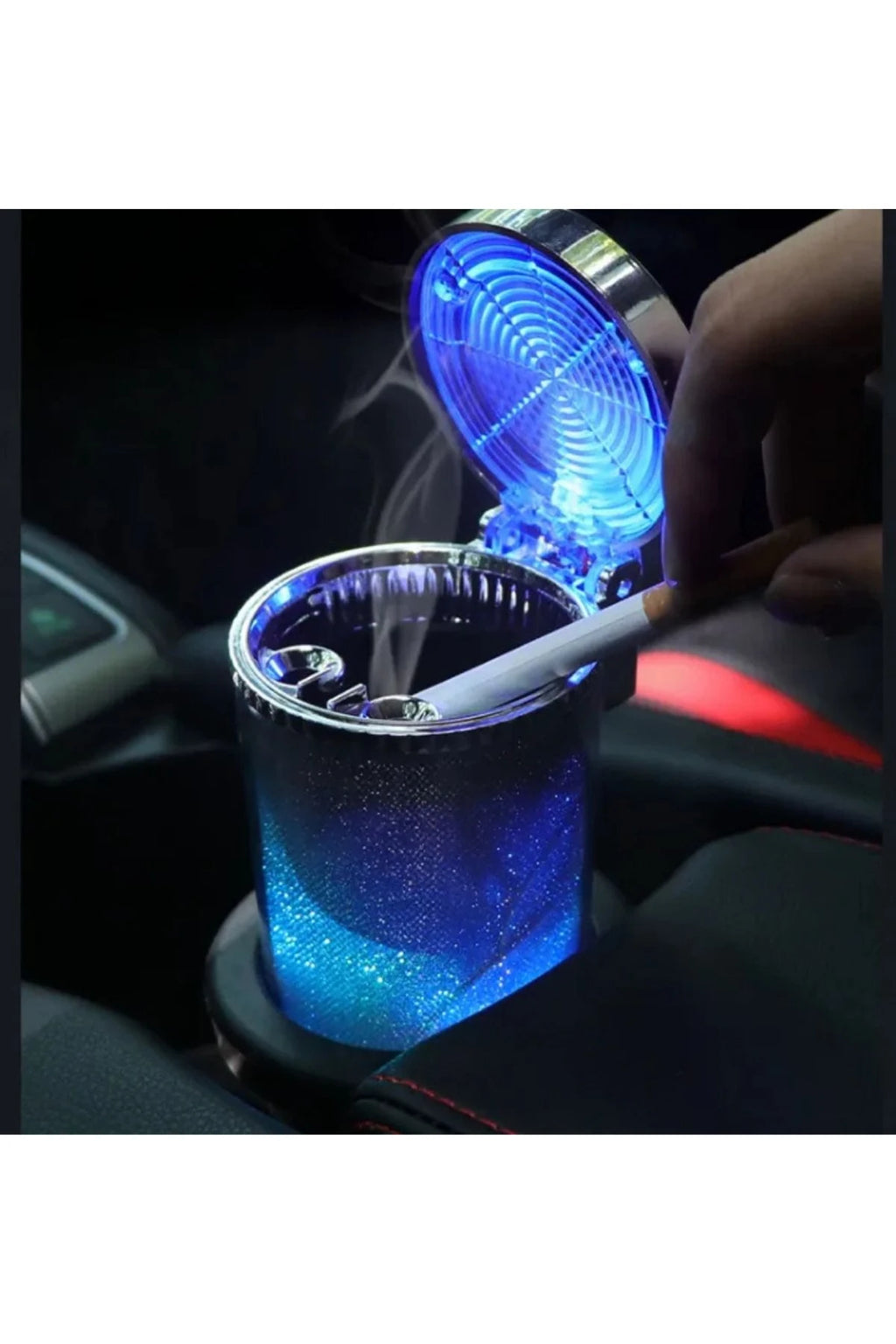 Araç İçi Oto Kokusuz Küllük RGB Işıklı Kapaklı