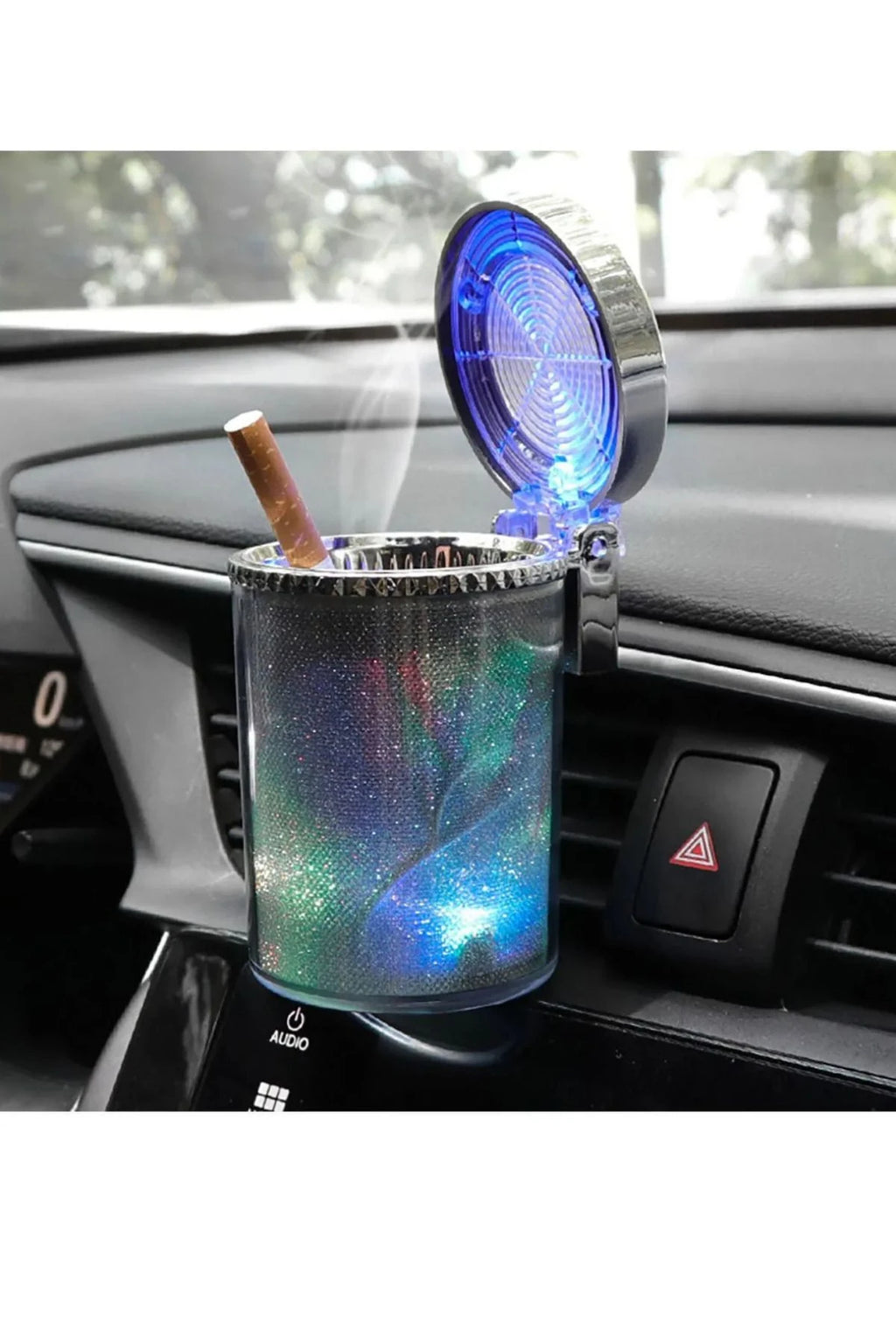 Araç İçi Oto Kokusuz Küllük RGB Işıklı Kapaklı