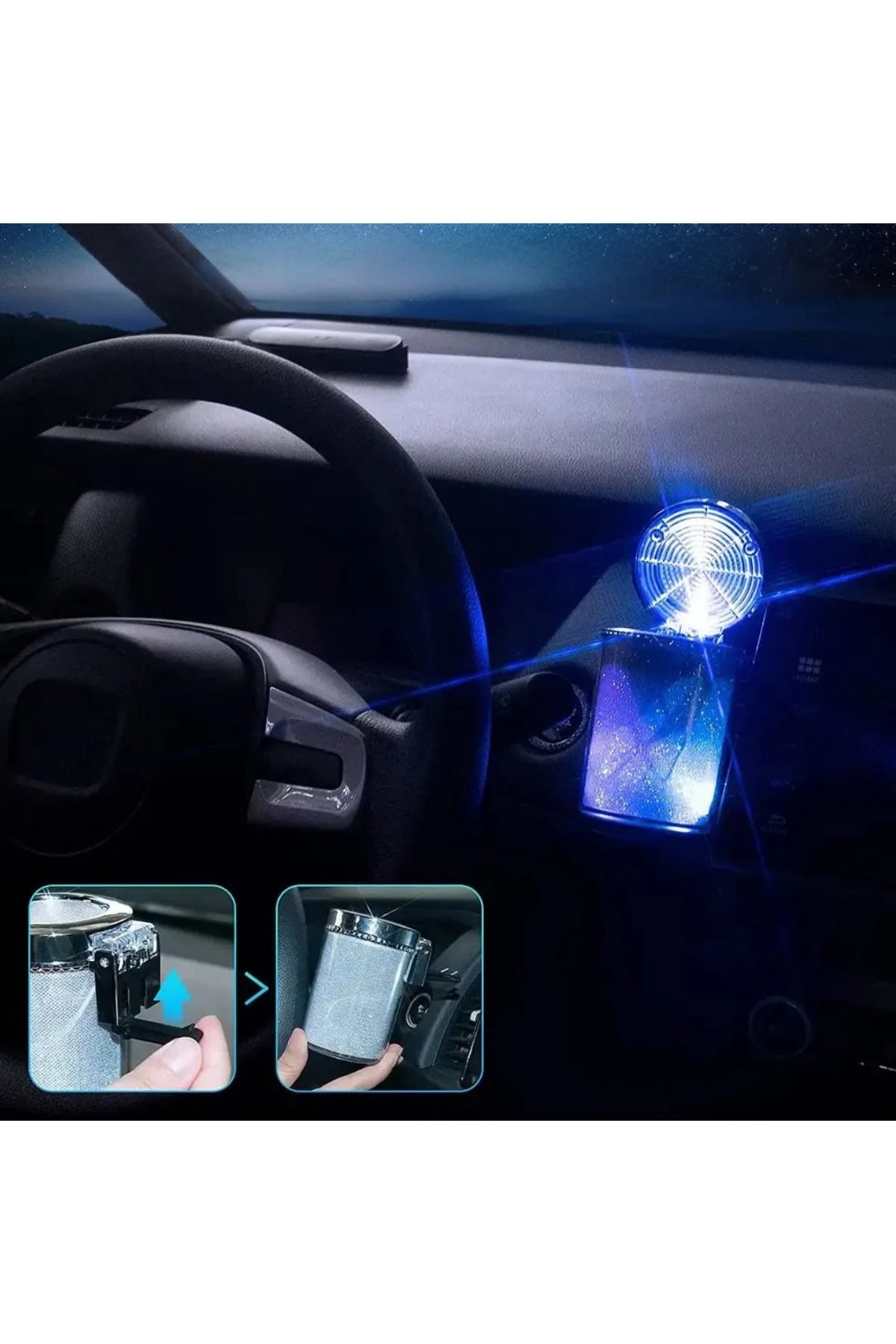 Araç İçi Oto Kokusuz Küllük RGB Işıklı Kapaklı